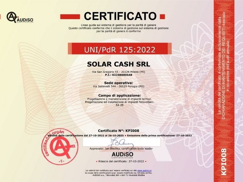 Certificato UNI PDR 125 2022 Valore Energia